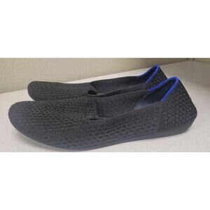 Rothy's Flat Honeycomb Loafers Black with Blue Trim Size 10 Black Slip-On